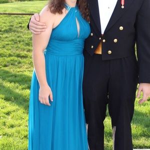 Blue halter prom dress